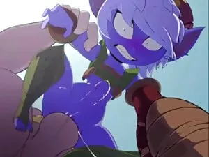 青い瞳の女の子に座る裸にバルコニー スロ ...